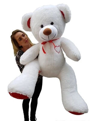 ODOLPLÜSCH XXL Teddybär Plüsch Kuschel Stoff Plüsch Teddy Bär Groß 160cm weiss rot