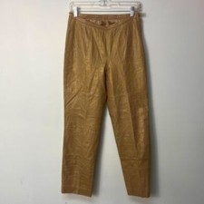 Pelle Studio Wilson's 1980s Vintage Tan Leather Pants Embossed Women'sSize 6