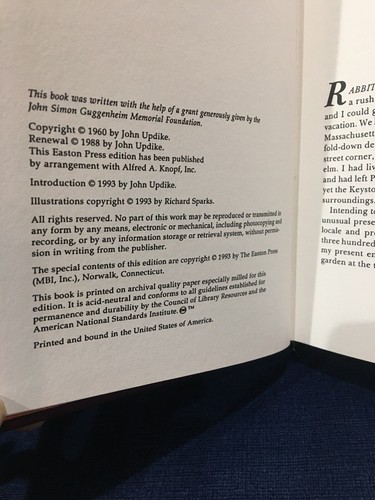 Updike,John. Rabbit Run, COLLECTOR'S EDITION,LEATHER,ILLUS,Easton,1993 - Picture 5 of 6