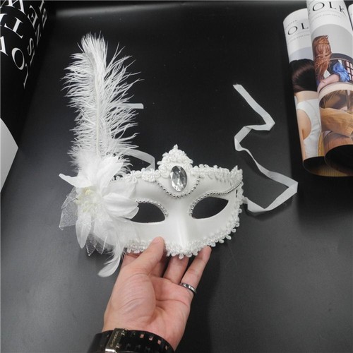 Flower Eye Mask Diamond Flower Masquerade Mask Sexy Feather Venetian Mask Lady - Picture 9 of 14