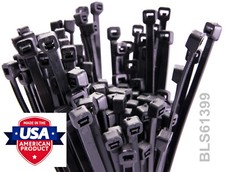1000 USA Made TOUGH TIES 6" inch 40lb Nylon Tie Wraps Wire Cable Zip Ties Black