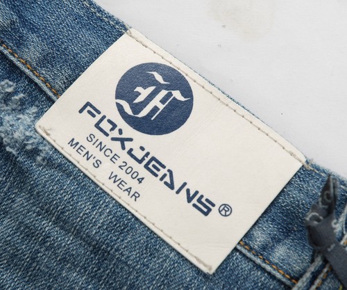 FOX JEANS Men's Dunn Regular Fit Straight Distressed Blue Denim Jeans SIZE 40 - Picture 8 of 8