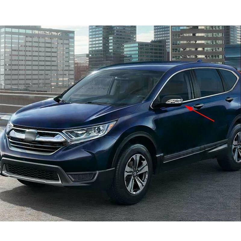Par de cubiertas a rayas de espejo retrovisor lateral cromadas para Honda CR-V CRV 2017-2021 Foto 4 de 4