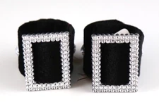 New Pier 1 One Faux Jeweled Buckle Black Napkin Rings - Set of 2
