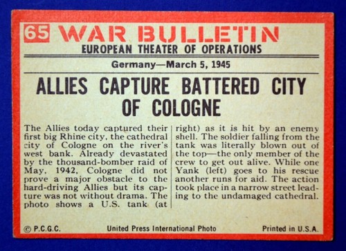 WAR BULLETIN Cards, 1965 Philadelphia Gum (U-Pick - Complete Your Set) - Picture 106 of 146