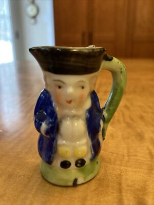 Vintage 2  Miniature Porcelain Toby Mug Colonial Gentleman, Made Occupied Japan