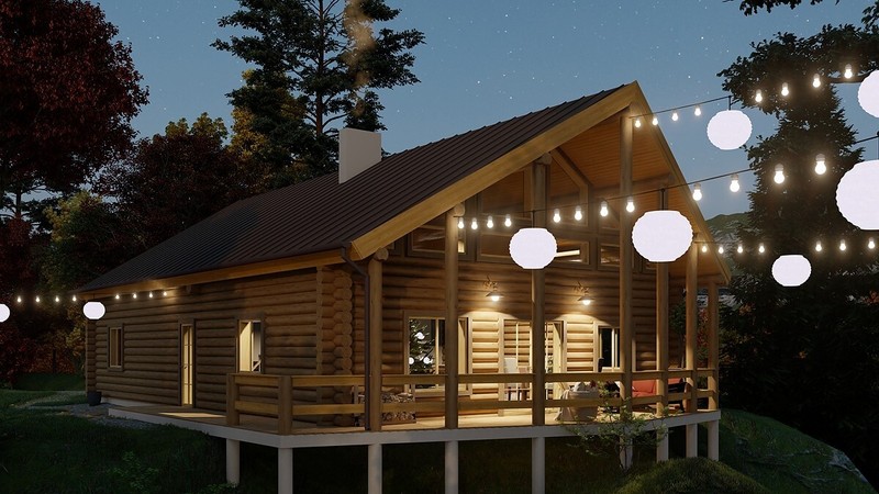 LOG CABIN HOME shell kit logs 1950 sq ft 32' by 50' with loft - thumbnail 8