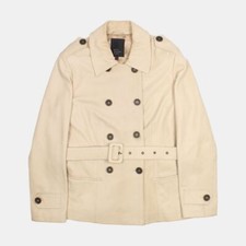 Betty Jackson Leather Jacket / Size 14 / Short / Womens / Beige / Leather