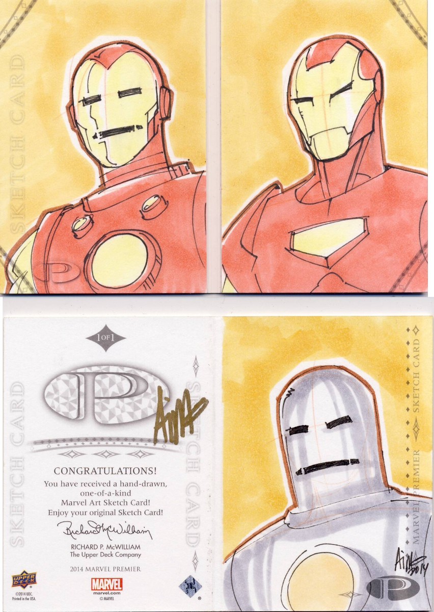 2014 Marvel Premier Dual Panel Sketch Card Ahmed Iron Man | eBay