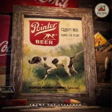 Vintage Pointer Beer Can Art Print Advertising Sign Breweriana Hunting Artwork