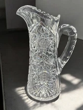 Antique American Brilliant Period Cut Crystal Pitcher