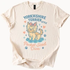 Yorkshire Terrier Pocket Sized Diva Graphic T Shirt Cute Dog Bow Heart Tee