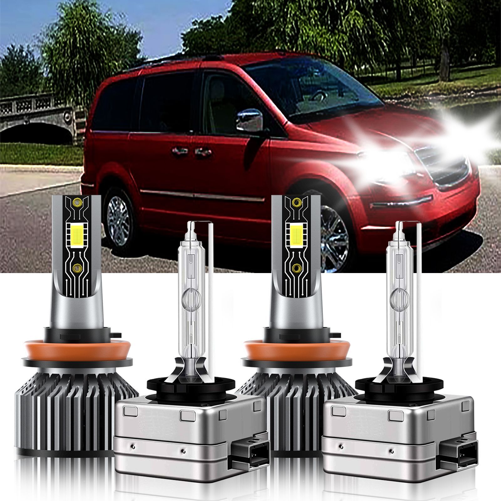 For Chrysler Town & Country 2008-2016 H11 D1S LED HID Headlight Bulbs 6500K