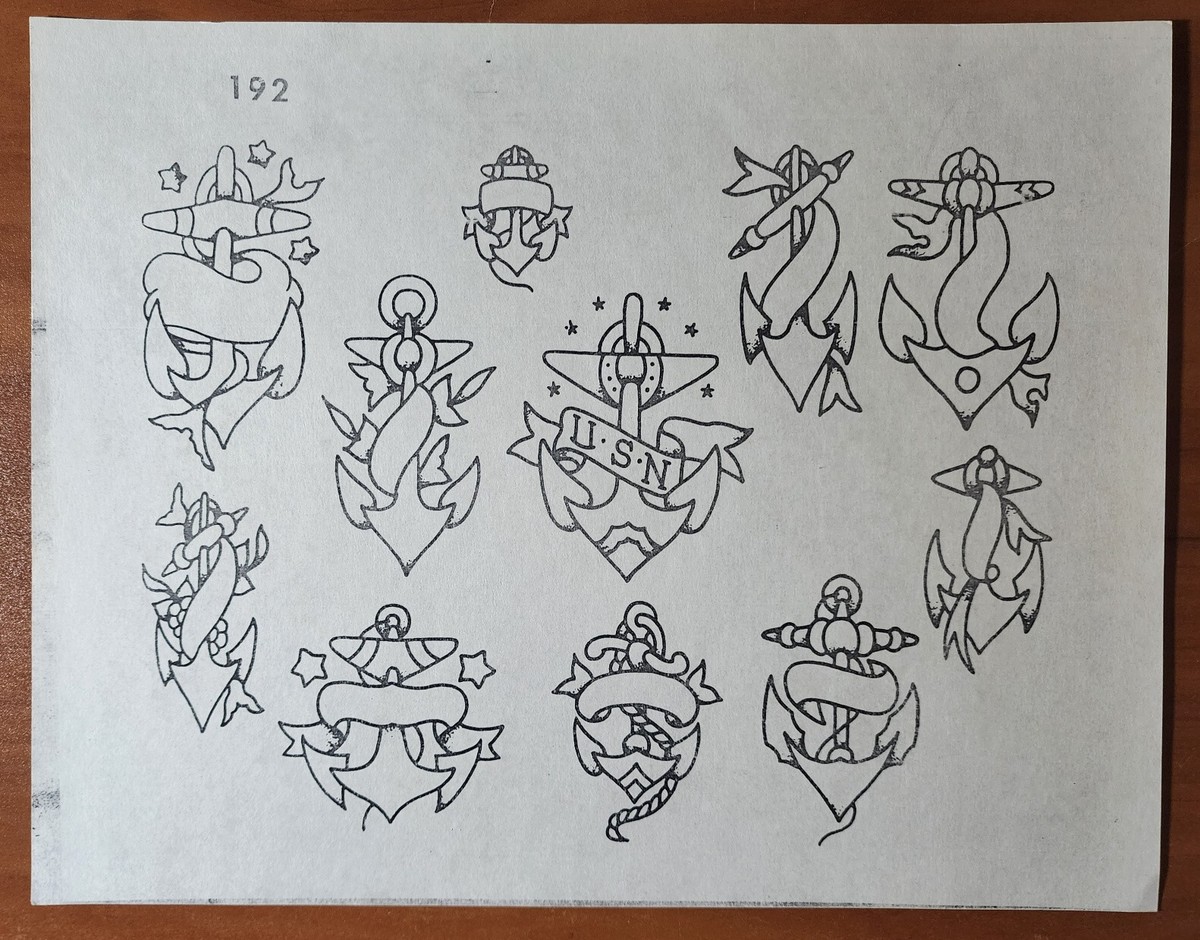 ORIGINAL Vintage Early Spaulding & Rogers Shop Used Tattoo Flash