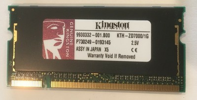 Kingston memory 1gb so dimm 200pin ddr 333mhz / pc2700 (740617074895)