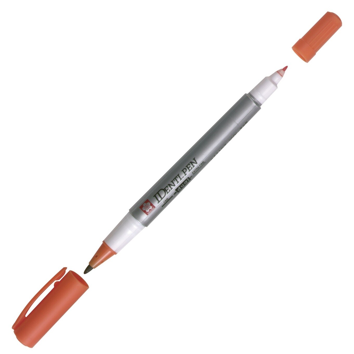 Sakura Identi-pen Double Tip Permanent Marker, Fine/Ex Fine, Orange, Pack of 3