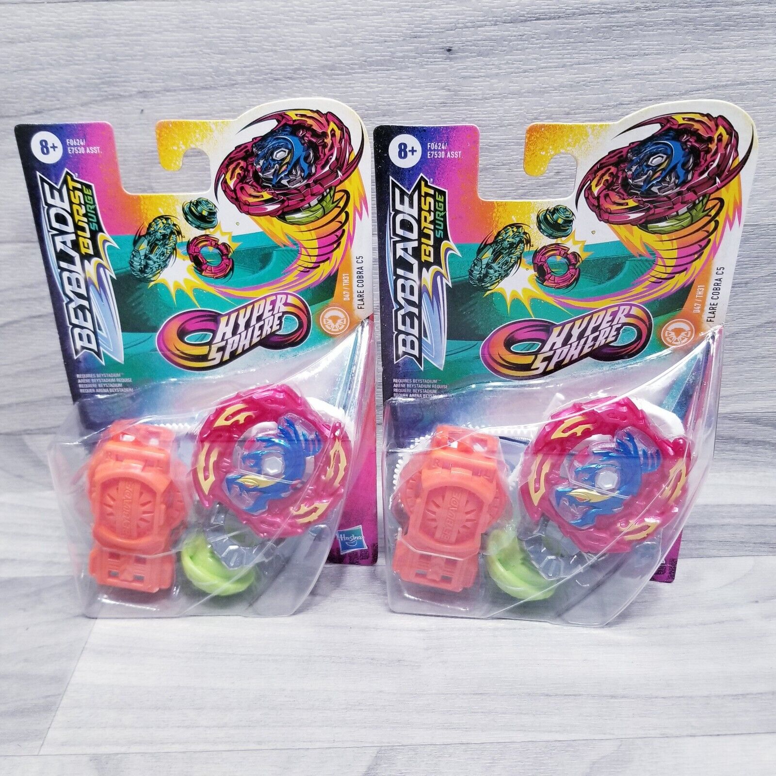 Lot of 2 Beyblade Burst Surge Hyper Sphere Flare Cobra Toy Battle Bots