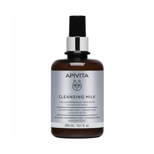 Apivita Cleansing Milk 3 in 1 Face & Eyes with Chamomile & Honey 300ml,Olive Oil