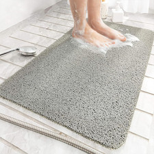 Non-Slip Shower Mat Bathtub Mat with Drain Soft on Feet PVC Loofah Shower for Ba
