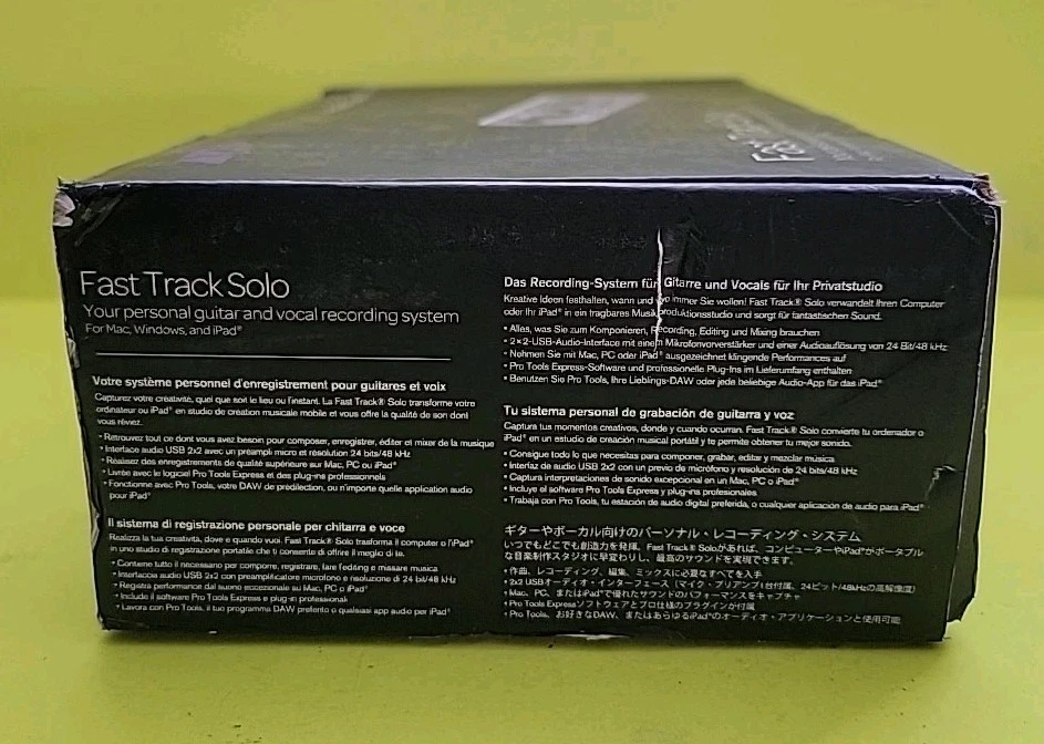 AVID Fast Track Solo to USB Audio Interface Guitar W/software ☆Box Has Damage☆ - Image 4 of 4