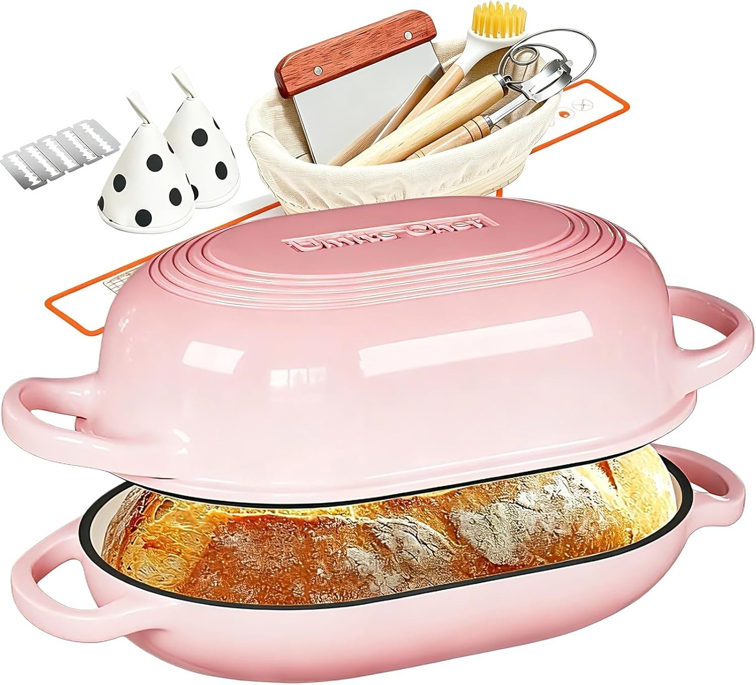 Enameled Cast Iron Dutch Oven for Bread Baking - incl. Sourdough Bread-Baking