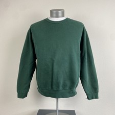 1990s Land's End Green Sweatshirt Made in USA Large Unisex