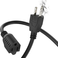 3 FT Indoor/Outdoor Extension Cord, 16 Gauge, 3 Prong Grounded, ETL Listed