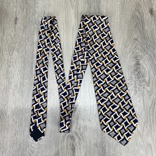 Countess Mara Silk Tie Navy Gold Geometric USA Made