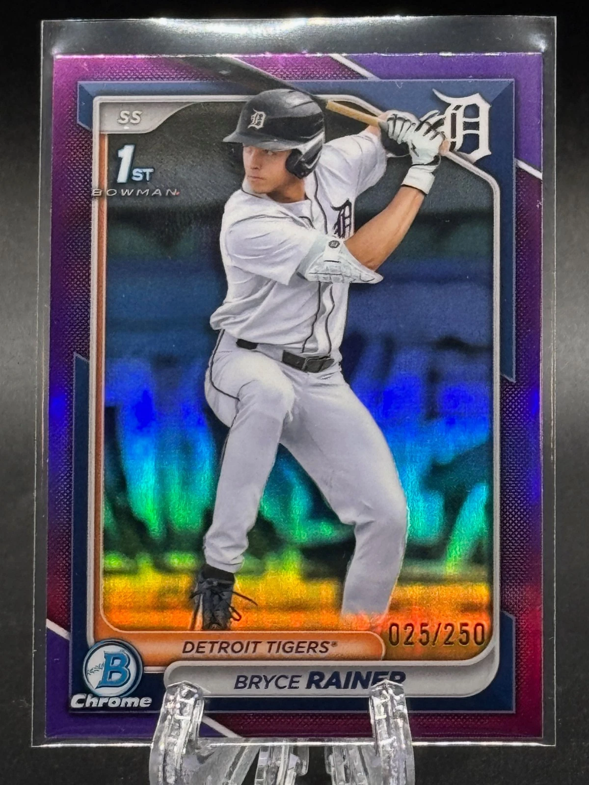 Bryce Rainer 2024 Bowman Draft Chrome Purple Refractor #25/250 BDC-86 Tigers