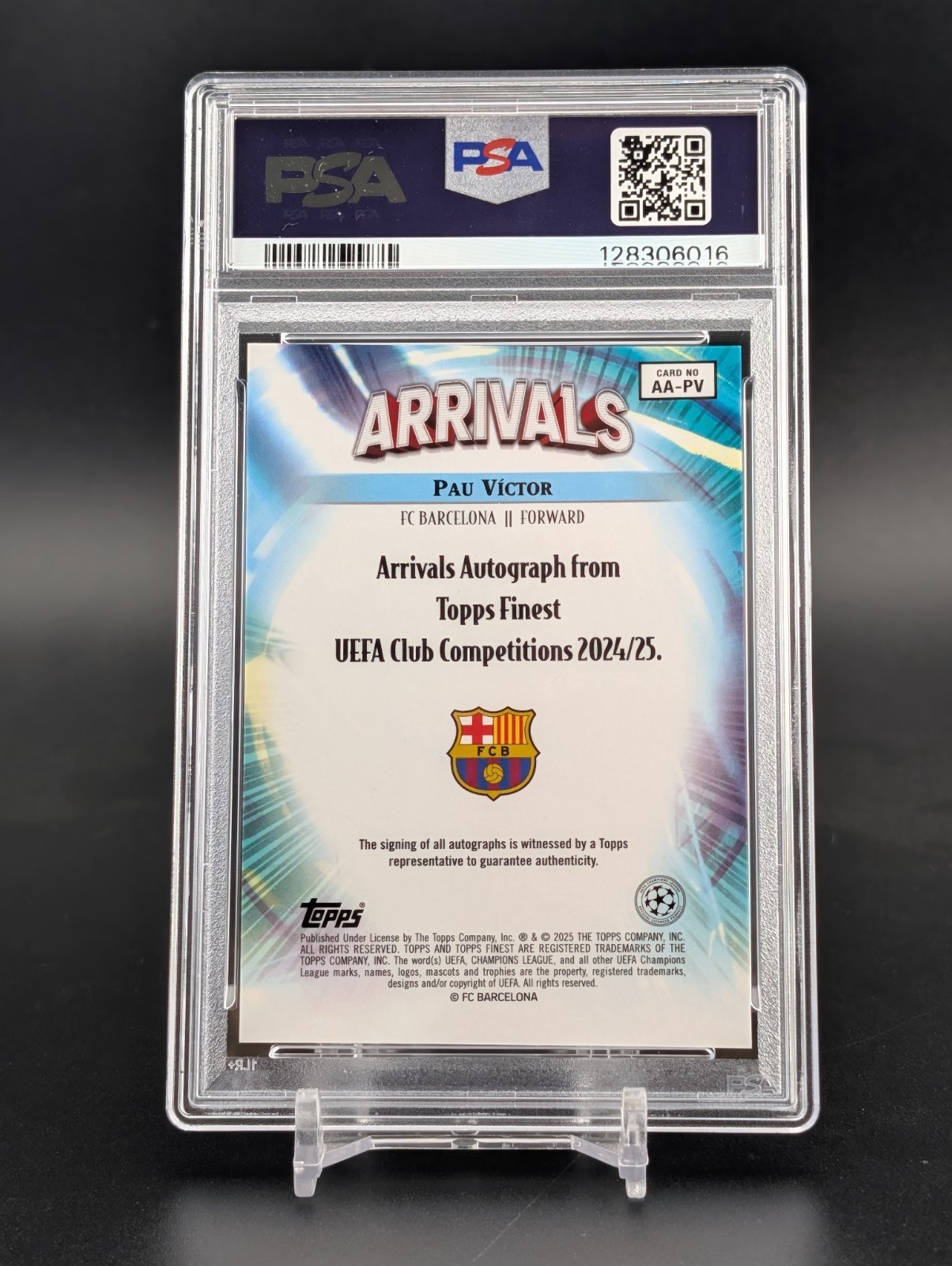 Pau Victor 2024-25 Topps Finest UCC Orange Refractor Auto /25 Rookie RC - PSA 9 view 3