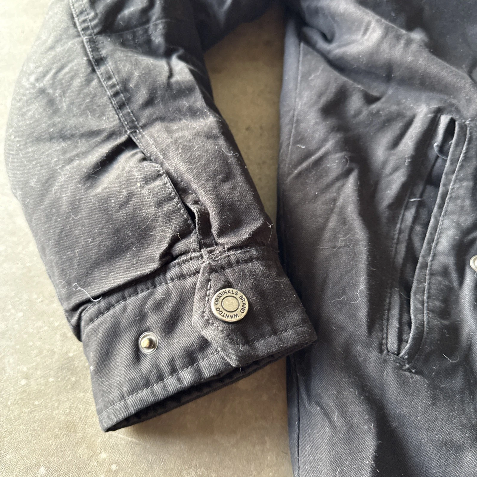 Wantdo Jacket Mens M Canvas BLACK Full Zip Faux Fur Lined Winter Warm Utility - product detail image 3