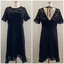 A Pea In The Pod Maternity Lace Dress Midi Modest Beaded Black Women's Small NWT