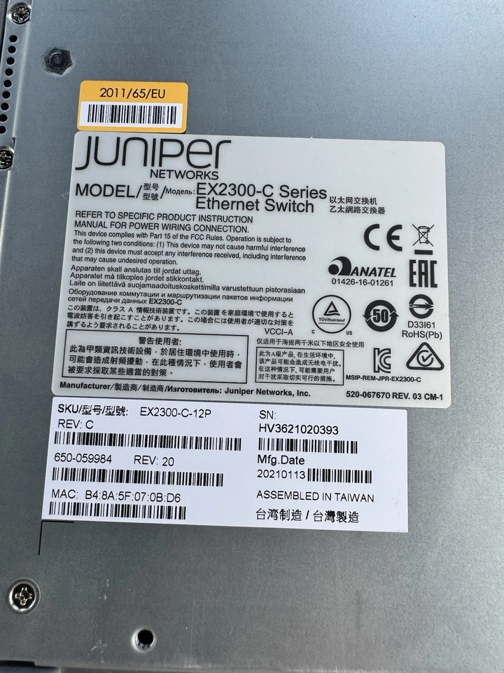 Juniper EX2300-C-12P 12 Port Ethernet Switch - Image 4 of 4