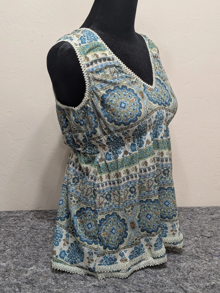 Винтажный самооценка Y2K без рукавов верхний пейсли кукла фея v-образным вырезом большой - Изображение 2 из 4