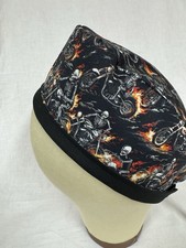 Men/Women Skull/Chemo Scrub Hat/ Cap Lined Skeleton Motorcycle Flame Cotton