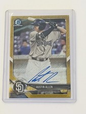 2018 Bowman Chrome Prospect HTA Gold Shimmer Refractor /50 Austin Allen Auto