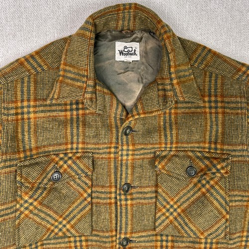 Vintage 60s Woolrich Wool Over Shirt Jacket Men L Olive Tartan Plaid Shacket USA - Picture 3 of 9