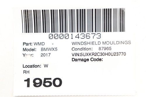 BMW X5 F15 2017-2018 parabrisas delantero derecho moldura cubierta moldura OEM 51317462206 - Imagen 13 de 13