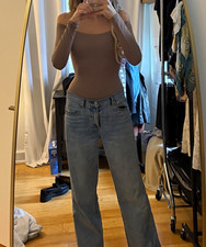 Aritzia Women  s Brown Off Shoulder Long Sleeve Bodysuit Size S