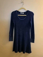 ABLE Navy Blue Thermal Waffle Knit Dress Sz Medium