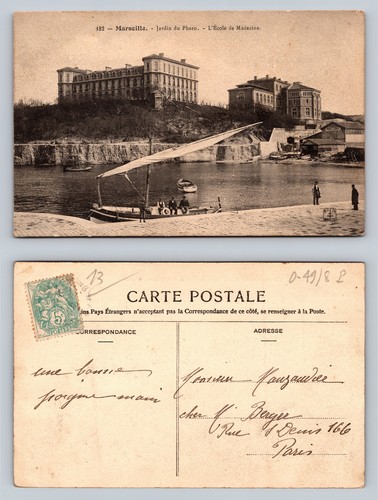 Marseille Jardin du Pharo L'Ecole de Medecine Postcard Vintage Scene 182 - Picture 1 of 1