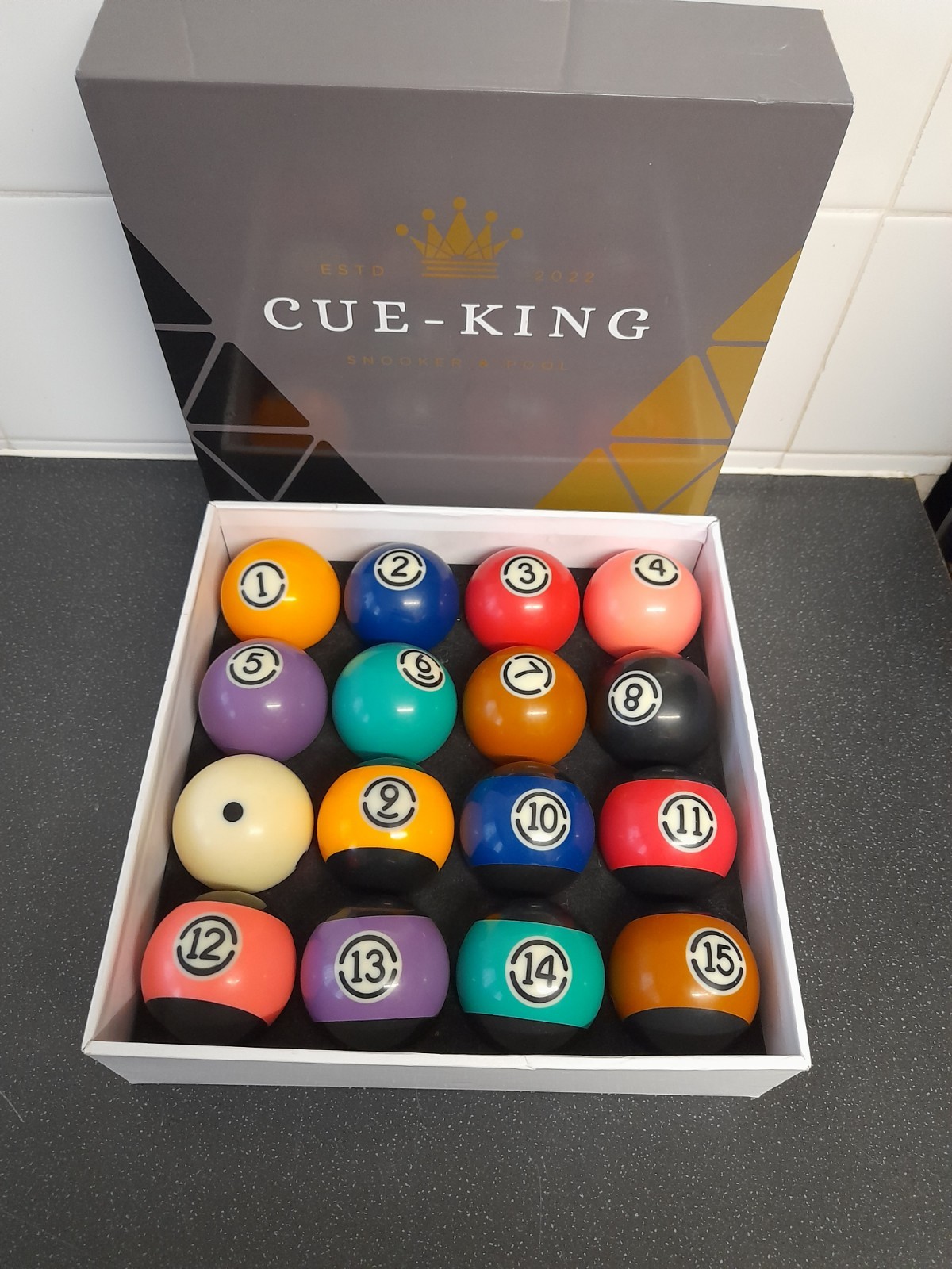 Cue-King 2.25" Pool Balls Set – Full Set with Cue Ball – Snooker & Pool