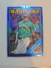 2023 topps chrome silver pack mojo julio rodriguez blue refractor 110/150