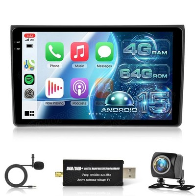 DAB+ 4+64GB Für Audi A4 S4 RS4 B6 B7 SEAT EXEO CarPlay Autoradio Android 15 Navi