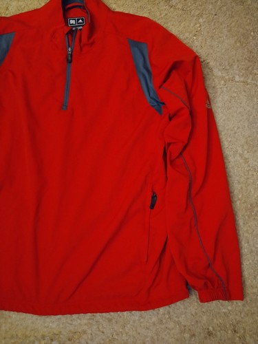Adidas Climaproof 1/4 Zip Windbreaker Pullover Jacket Men's Size Medium Red - Picture 7 of 11