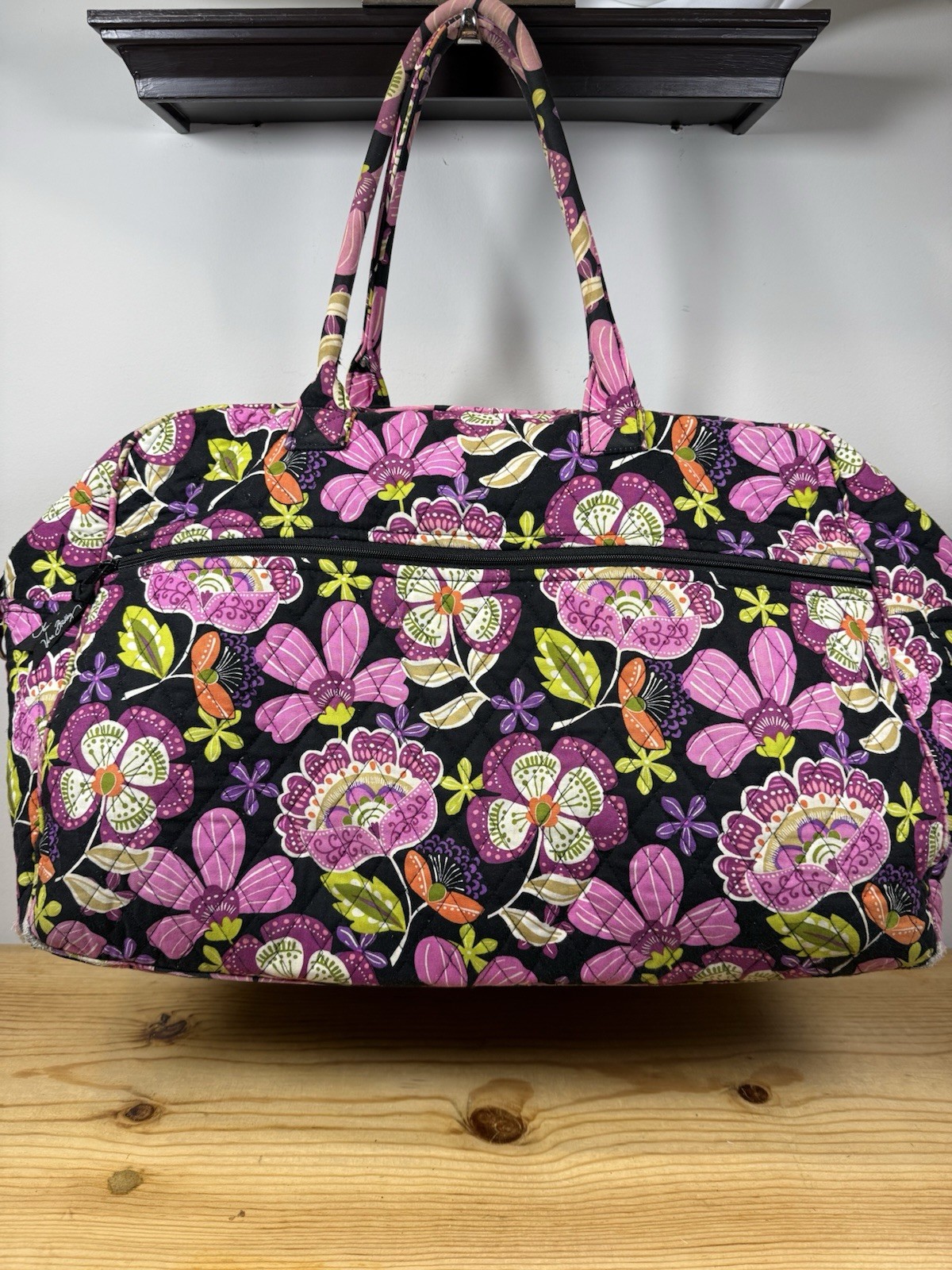 Beautiful Vera Bradley Floral Weekender Duffel Bag with Zippered Pocket