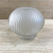 Glass Light Shade Frosted Ribbed Beaded Ceiling Vintage FITTER 3"