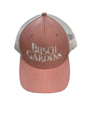 Busch Gardens Pink White Trucker Hat Logo Stitched Adjustable Cap By Fahrenheit