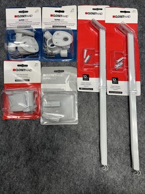 Lot of Mix ClosetMaid. Supports, Rod Brackets, Rod Connectors, Wire Shelf Bracke