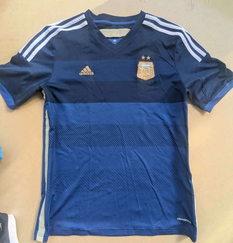 2014-15 Adidas Argentina Away football shirt jersey  blue & navy Soccer Child XL